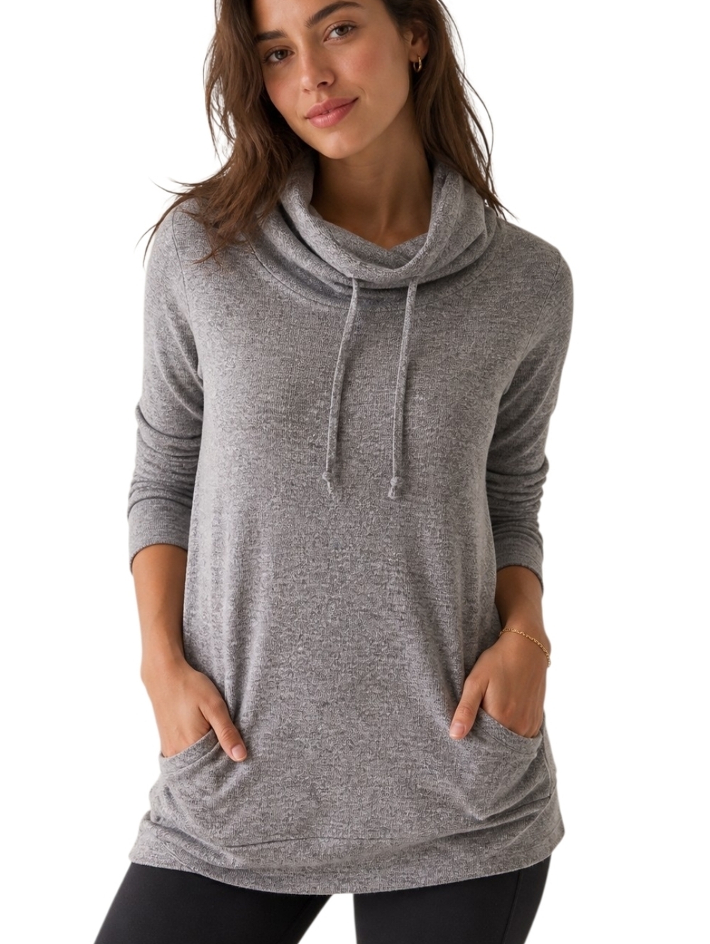 Aerie Cowl Neck Pullover Women Small Grey Loungewear